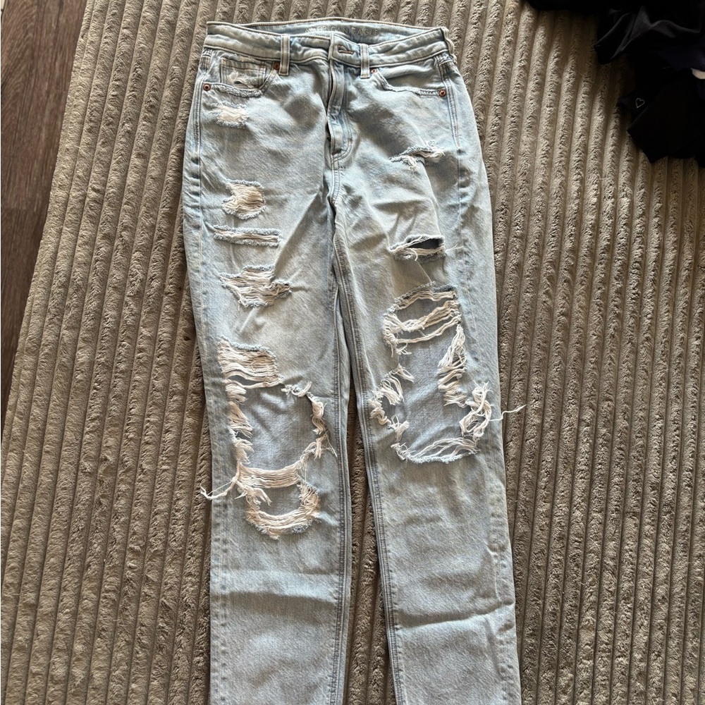 Distressed Light Blue Women's Mom Jeans